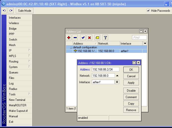 SXT ChangeClientAddress