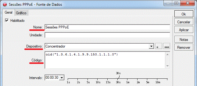 Criar nova fonte de dados PPPoE