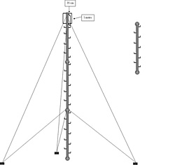 Fiz apenas um pequeno desenho de uma torre estaiada, bem simples, estilo torre telescópica, só que mais reforçada para quem usa equipamentos pequenos.