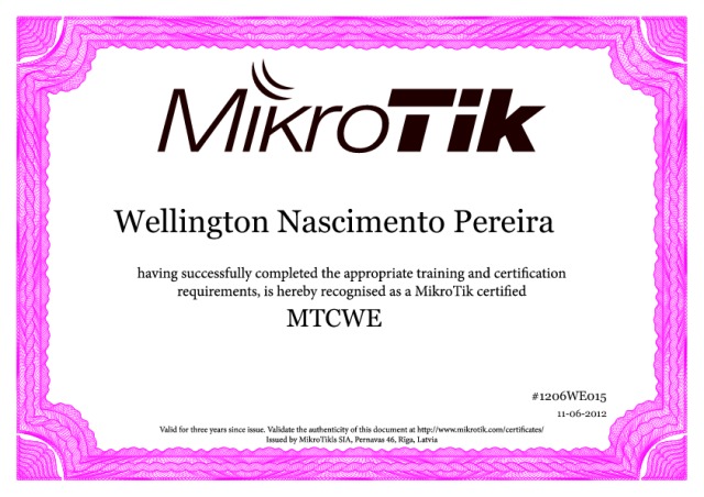Certificação MTCWE 
Engenharia Wireless
11/06/2012
