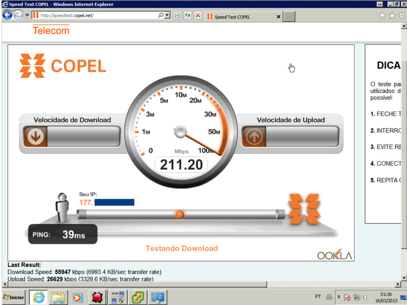 Agora a internet ta boa..