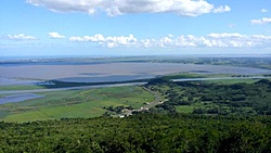 Vista do litoral de RS, ao...