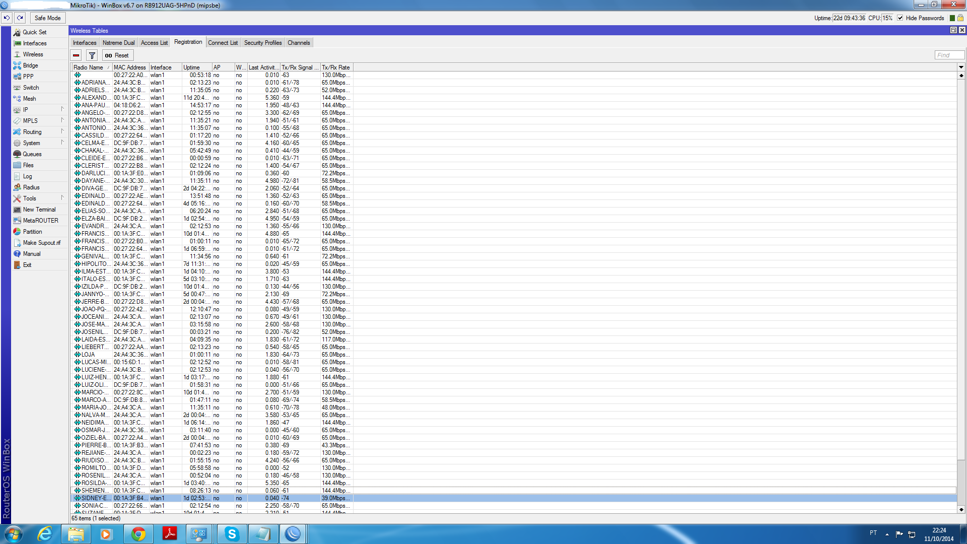 RB 912 como AP Throughput 36/1 MB com 65 clientes conectados em horário de pico será que um rocket aguentaria ?


Imagem está meio ruim... para os mais leigos basta clicar com o direito do mouse e selecionar  (abrir imagem em uma nova guia) xD