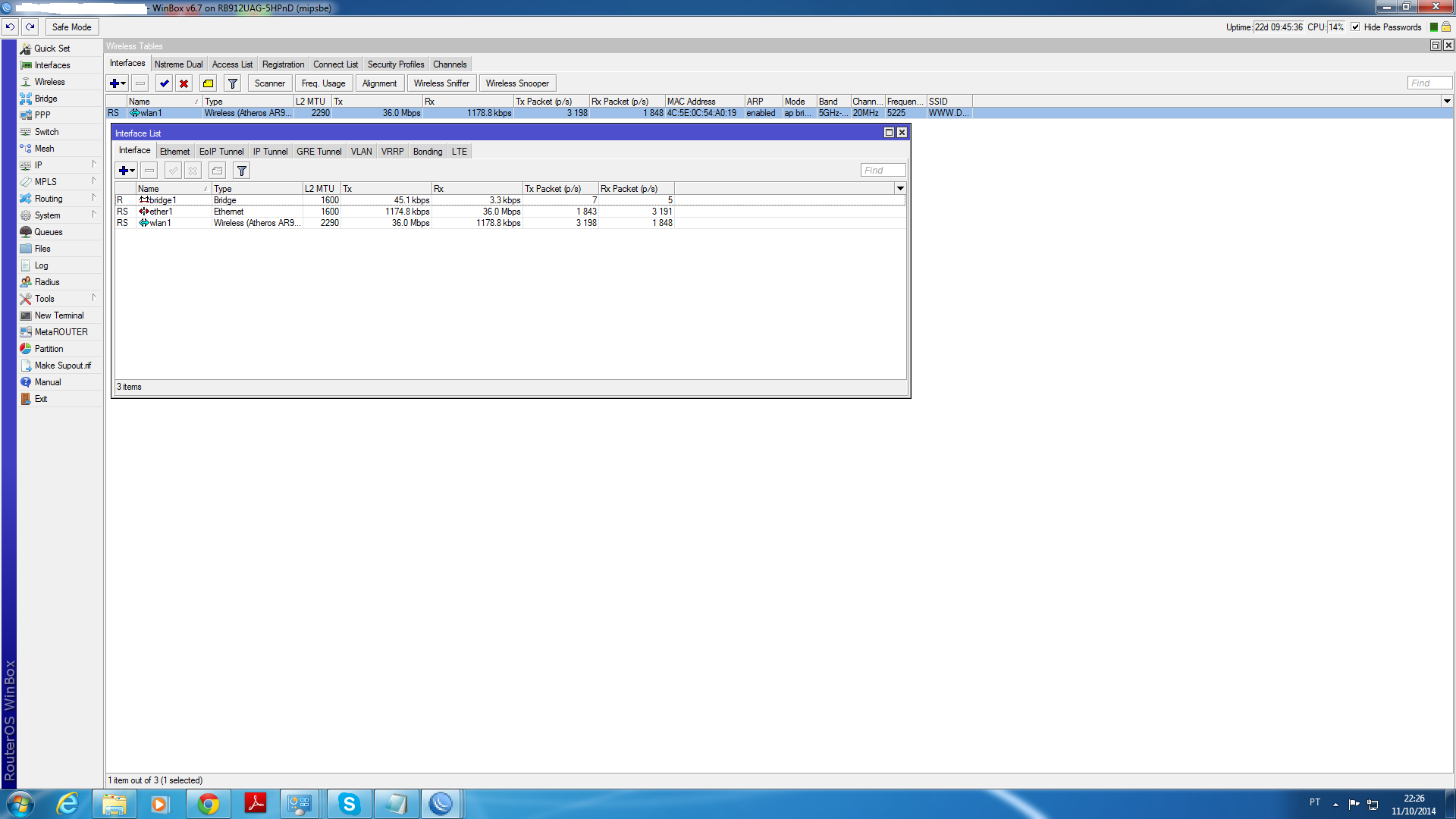 RB 912 como AP Throughput 36/1 MB com 65 clientes conectados em horário de pico será que um rocket aguentaria ?


Imagem está meio ruim... para os mais leigos basta clicar com o direito do mouse e selecionar  (abrir imagem em uma nova guia) xD