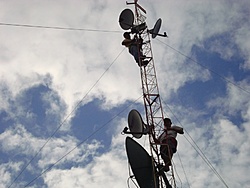 Eu, na manutenção da torre de...
