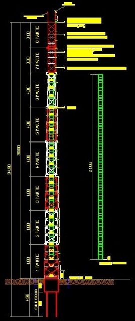 Desenho vista elevação corriqueiro em autocad para visualização de como é o padrão Telebrás.