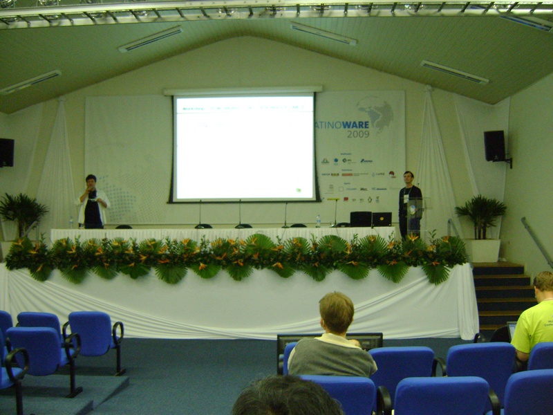 César Brod e Timothy Ney, na palestra da Linux Greenhouse, incubadora de projetos em Software Livre.