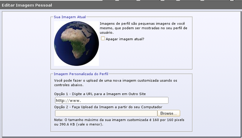 Selecionando o Avatar para o seu Blog.
