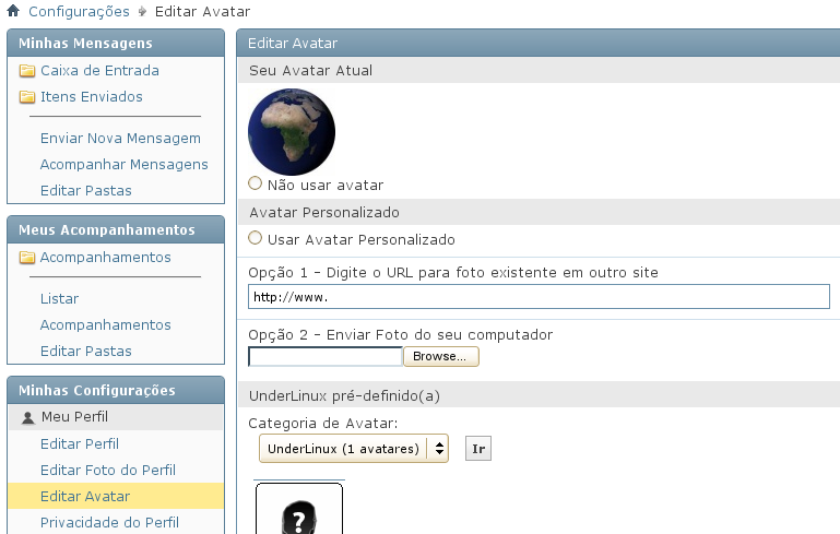 Criando seu avatar no Portal Under-Linux.