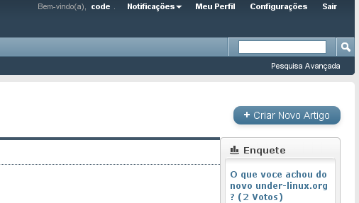 Menu Configura%u00E7%u00F5es que aparece quando o usu%u00E1rio est%u00E1 logado no Portal Under-Linux.